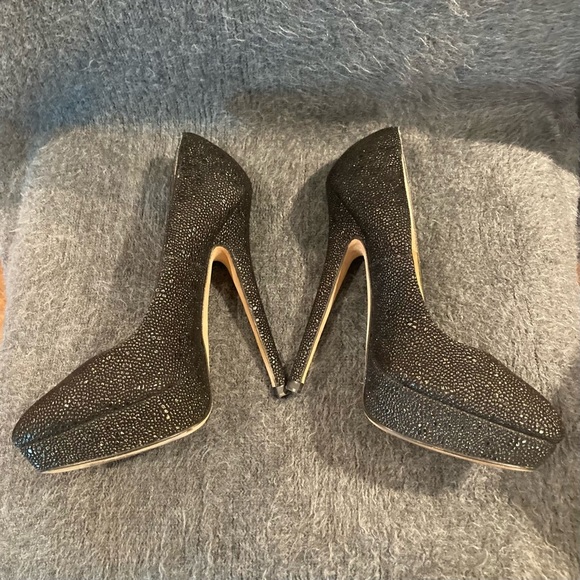 ALL SAINTS Sz 38 Spitalfields Sparkly Platform Heels Almond Toe  Pumps Shoes - Picture 3 of 13